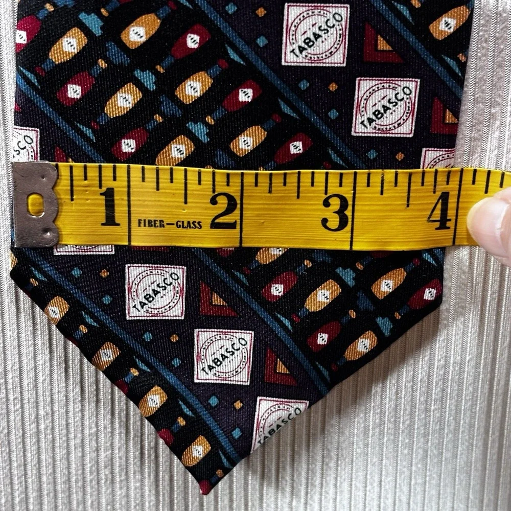 Vintage Tabasco Men 100% Silk Necktie Hot Sauce Egret Louisiana Style Multicolor
